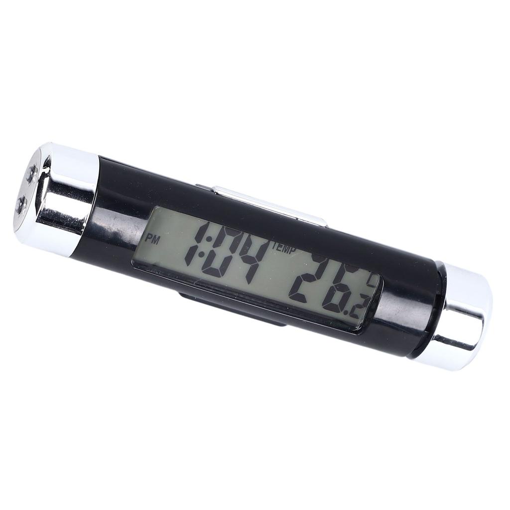 Araba Havalandırma Izgarası Saati 2'si 1 Arada Çok Fonksiyonlu Klipsli Dijital Termometre Saat LED Arka Işıklandırmalı