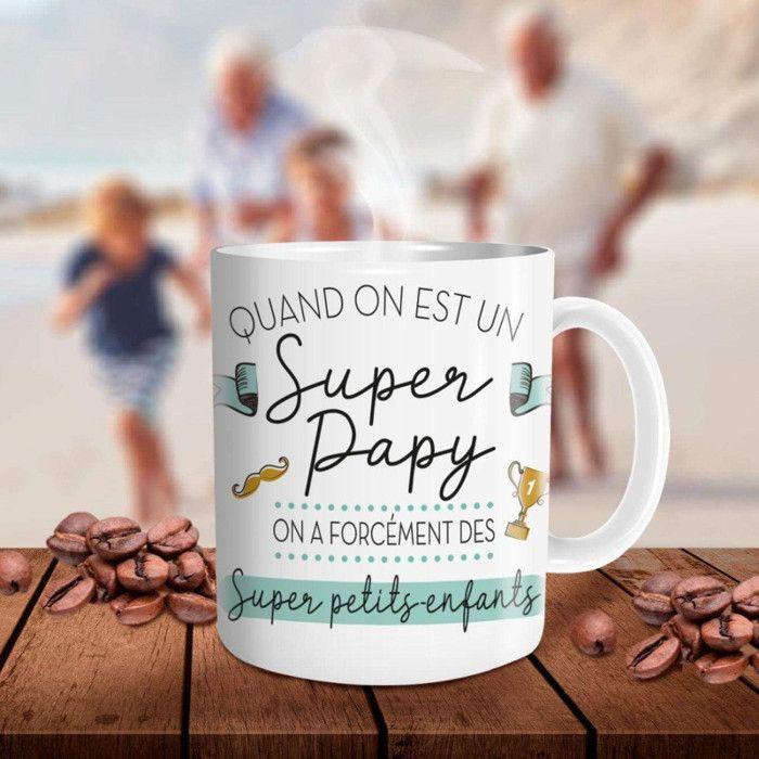 Mug - stc - le mug du super papy - porcelaine - compatible lave-vaisselle - cylindrique