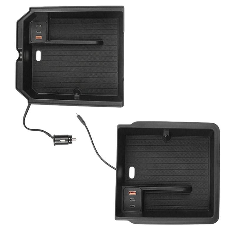 Center Console Armrest Dashboard Storage Box Organizer Tray Pallet Container Holder with USB Charging Cable For Car 3+