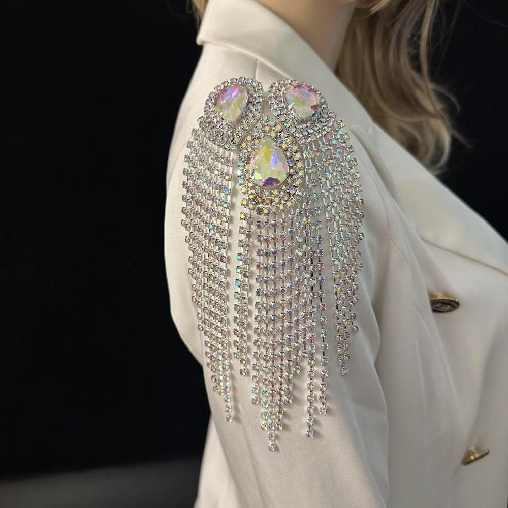 Fringe Shoulder Epaulets Sparkly AB Crystal Shoulder Ornament Rhinestone Epaulets Fashion Shoot