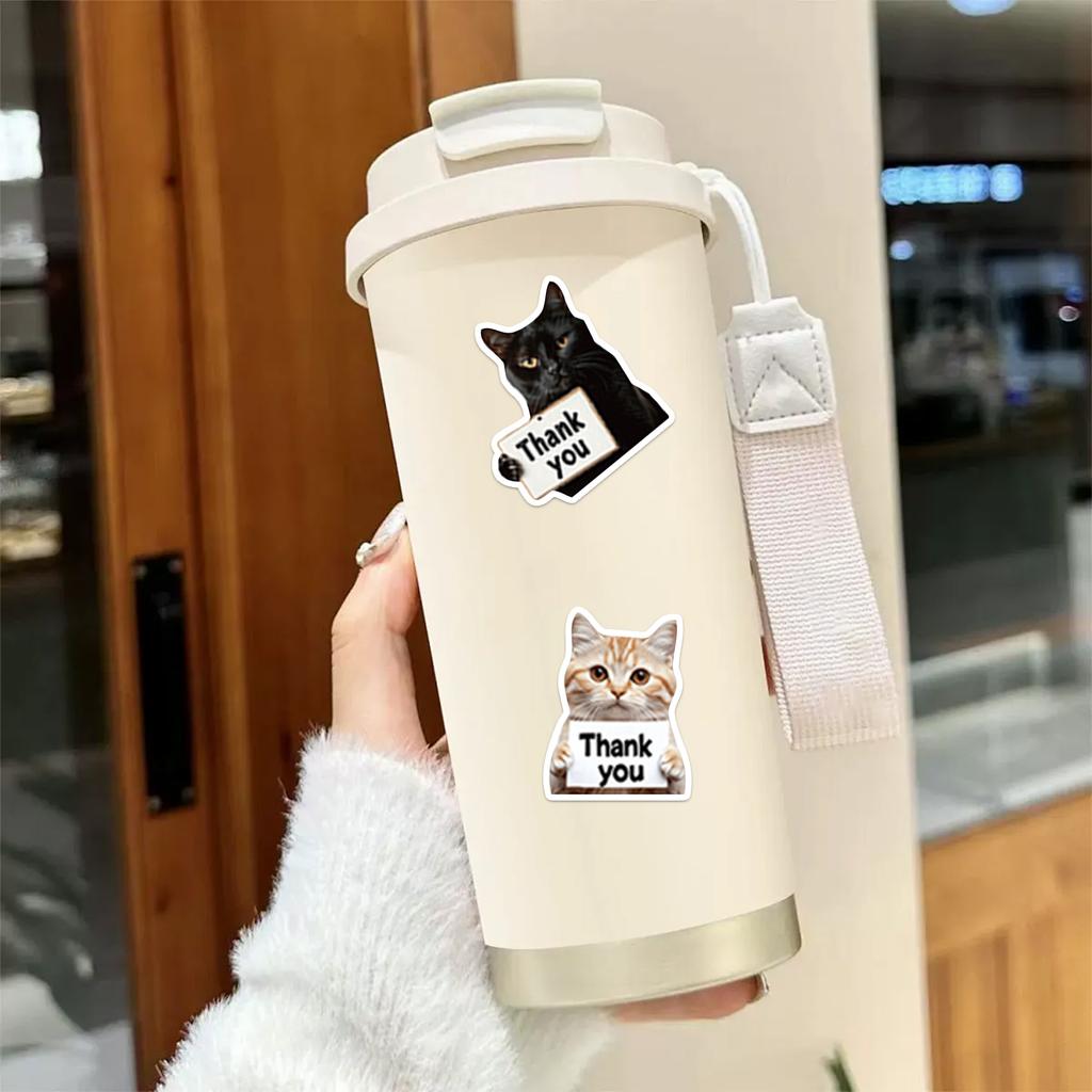 500 Cat Thank You Stickers Roll Cute Self-Adhesive Labels For Small Business Packaging Envelope Seals Packaging