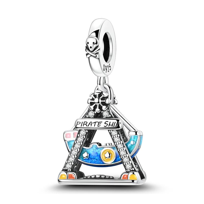 Copper Colorful Charms Bead Sparkling Inlaid Zirconium Pendants Fit Original Bracelets Fashion Jewelry Gift