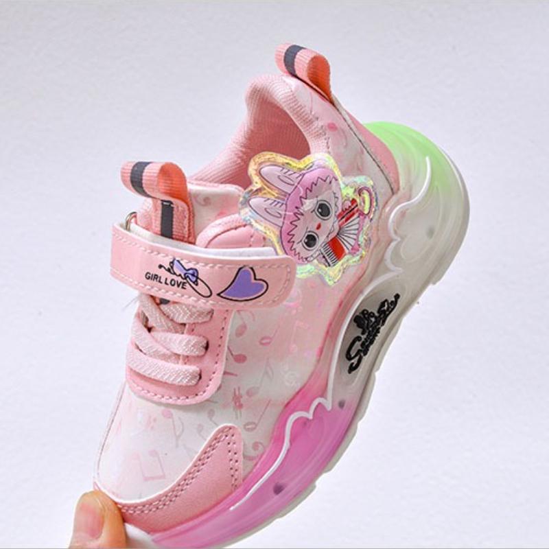 New Girls' LED Illuminated Casual Shoes Anti Slip Girl Sneakers Versatile Child Running Shoe Fashion Girl Shoe Comfort Kids Shoe