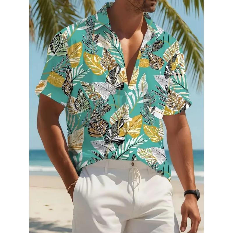Men's Casual Shirt Printed Short-sleeved Shirt Suitable for Outdoor Sports