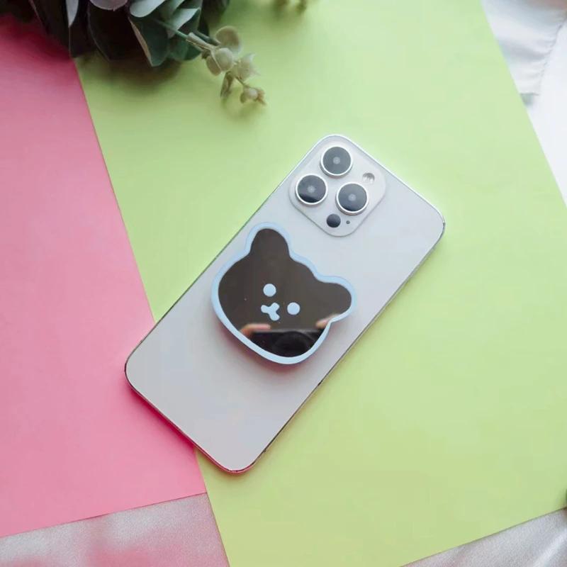 Support Magsafe pour iPhone Support Magnétique pour Téléphone Support Mignon en Forme d'Ours Poignée Télescopique Résine Dégradée Transparente Support Pliable