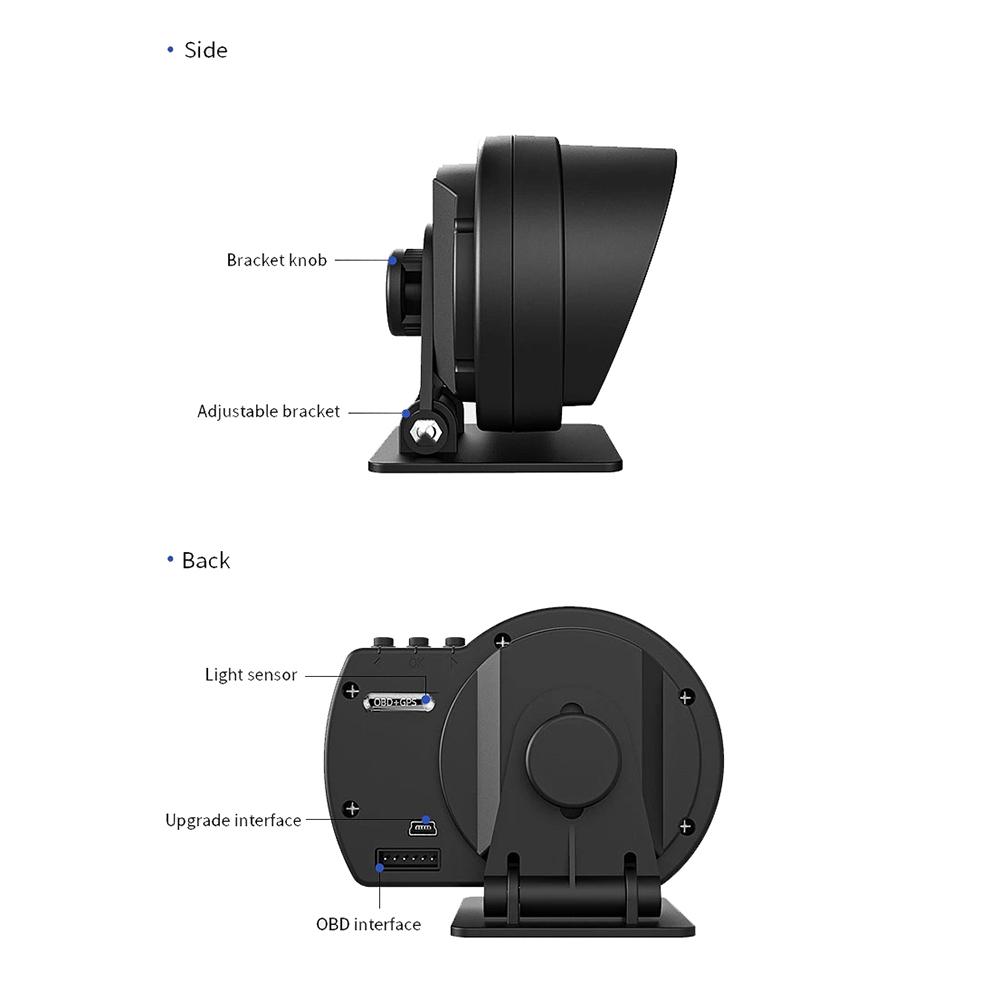OBD2+GPS Smart Gauge Multiple Ala Digital Odometer Fault Diagnosis Clearing Time Speedometer Turbo RPM Gauge Car Head Up Display