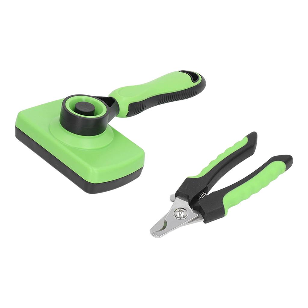 Pet Grooming Brush Nail Clippers Kit Pet Self Cleaning Brush and Nail Clippers Set for Dogs Cats