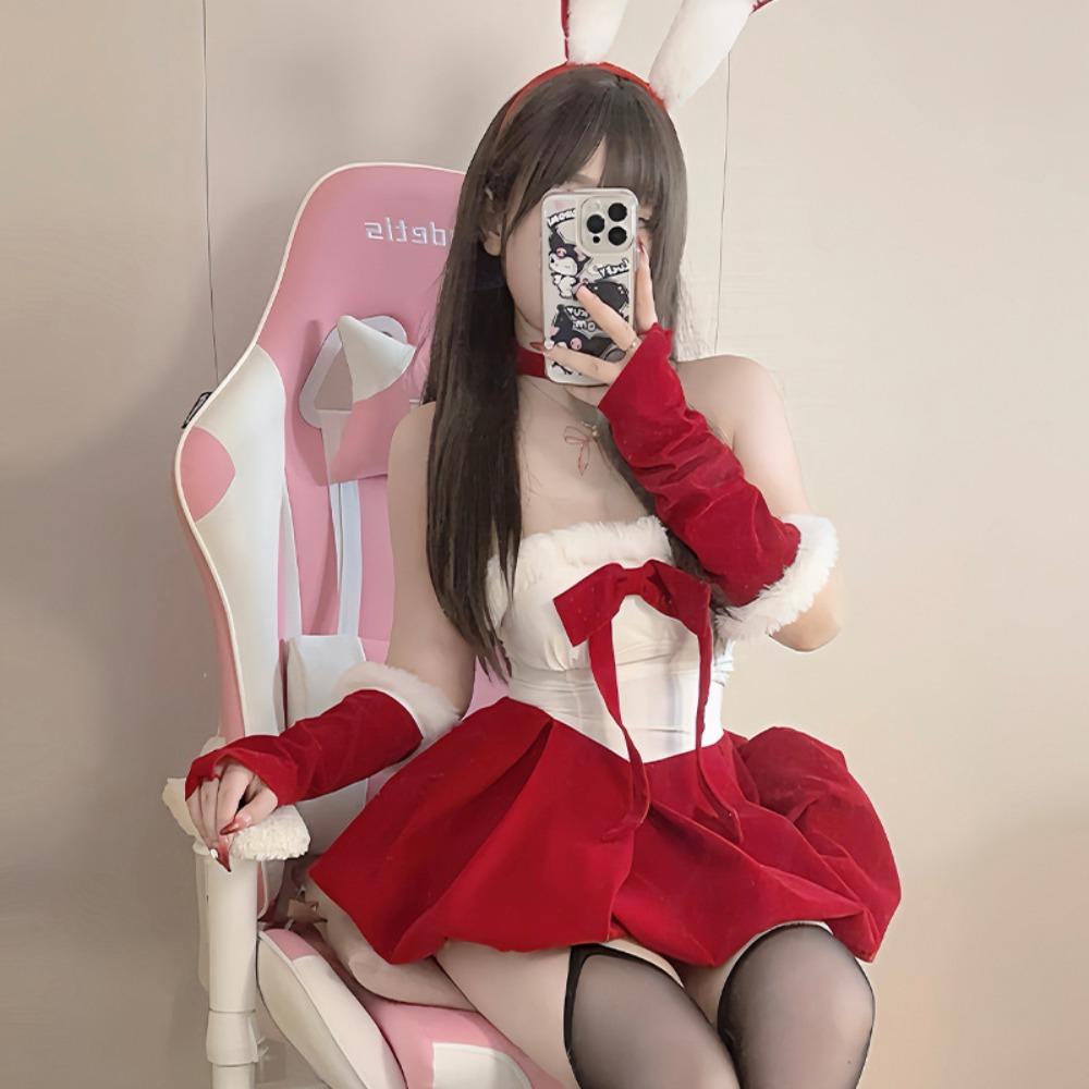 Domila's New Christmas Robe, Golden Velvet Sex Underwear, Red Uniform, Temptation Bunny Suit, Pure Desire