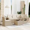 Vidaxl 6-Cz. Garden Furniture Set With Cushions, Beige, Poly Rattan