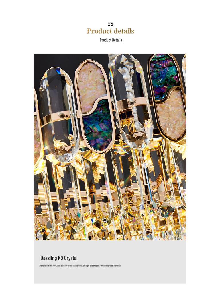 Luxury Crystal Chandelier Ceiling Light for Living, Dining, and Bedroom - High-End Colorful Shell Design