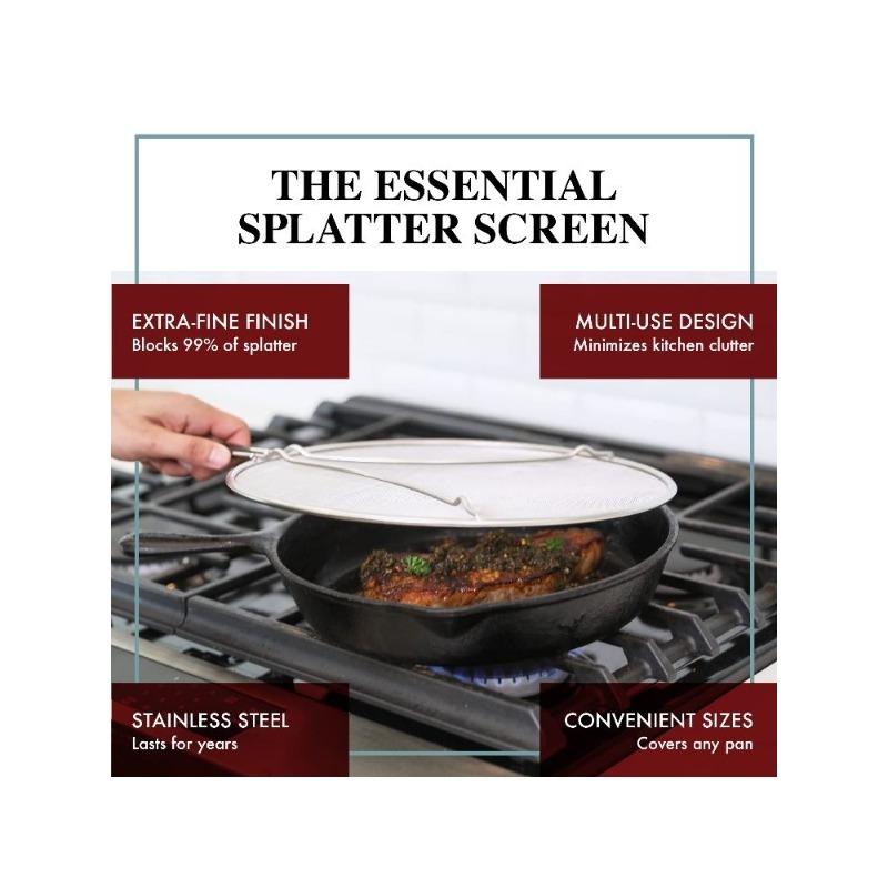 Frying Pan Sprinkler - Stainless steel grease splash Guard - Covers oil splashes when frying bacon, cooking fried chicken or popcorn