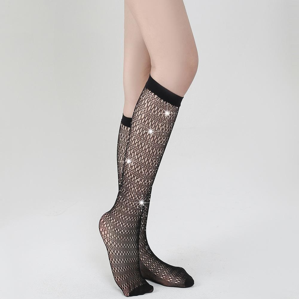 Hot-selling White Diamond Tube Socks Women's Socks Solid Color Hot Diamond New Socks