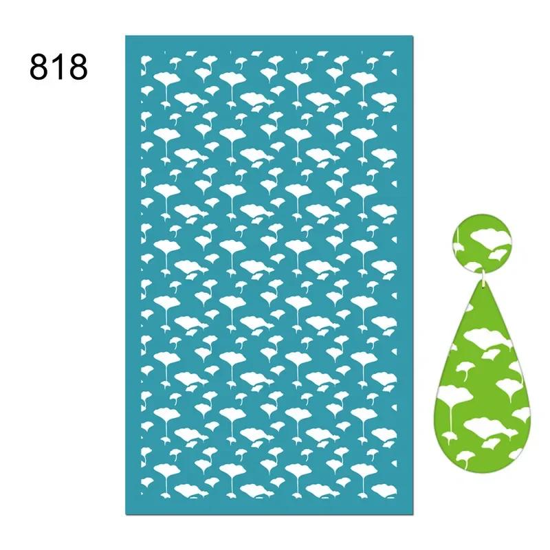 New Self-Adhesive Silk Screen Stencils for Polymer Clay Leaf Flower Decor Reusable Mesh Transfer Printing Earring Jewelry Making