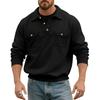 Mens Long Sleeve Polo Collar Casual Workwear Sweatshirt With Pockets