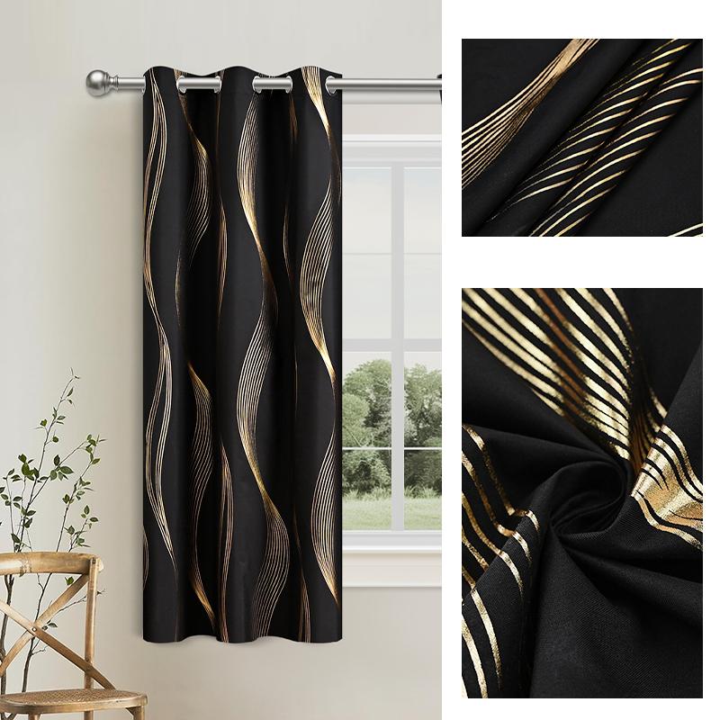 Printed Luxury Curtain 1PC With Gold Foil For Living Room Windows Print Room Darkening For Living Room Decor