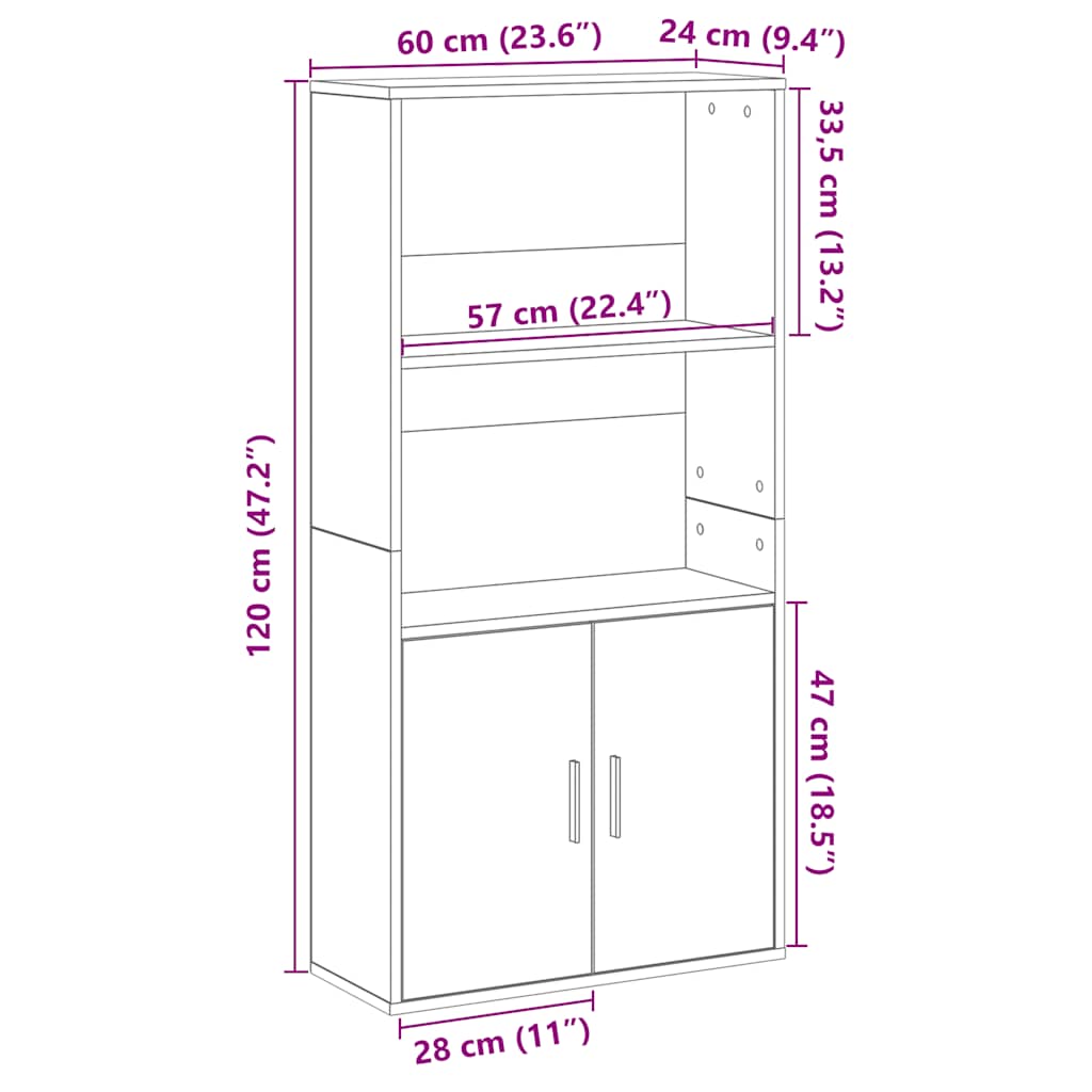 Bookshelf Vintage Wood Look 60 x 24 x 120 cm Engineered Wood