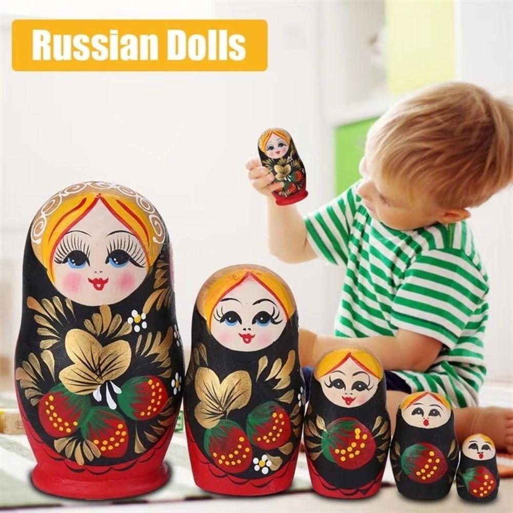 Strawberry Girls Nesting Dolls Handmade Russian Nesting Doll Classic Matryoshka Doll Birthday Gift