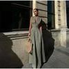 Sleeveless SpliAed Zipper Maxi Dress Women Elegant High Waist Slim Pleated Long Dresses OffiAe Lady Street Robes Female