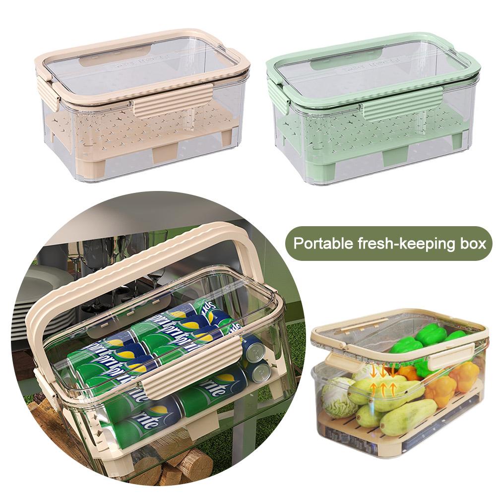 

PET Picnic Fresh-keeping Box with Handle Fruit Storage Container Outdoor