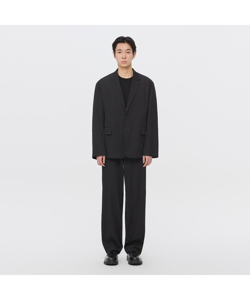 Keoseuuteommellou [Essentials] Black Loose Fit Pleats Setup Pants C9Pam26422Bkx