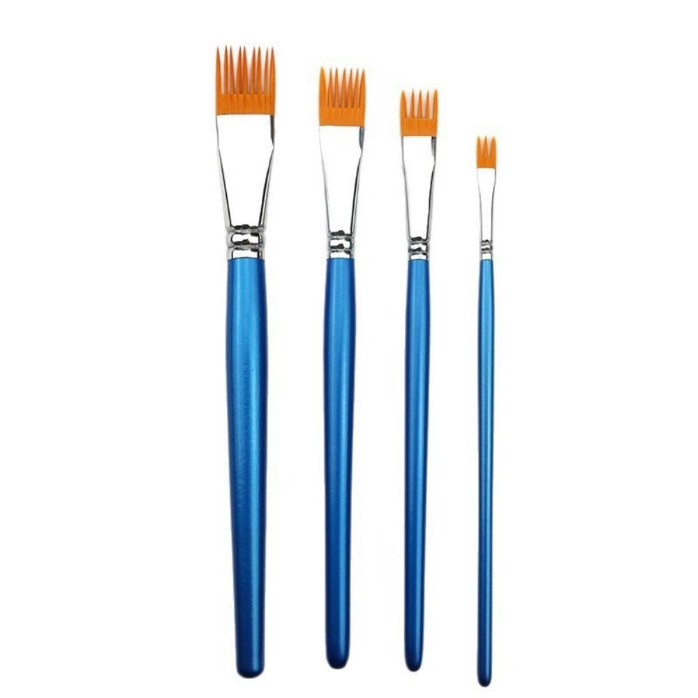 

4Pcs Short Handle Texture Brushes Nylon Bristles Painting Brushes Watercolor Brush Set DIY Crafts синий