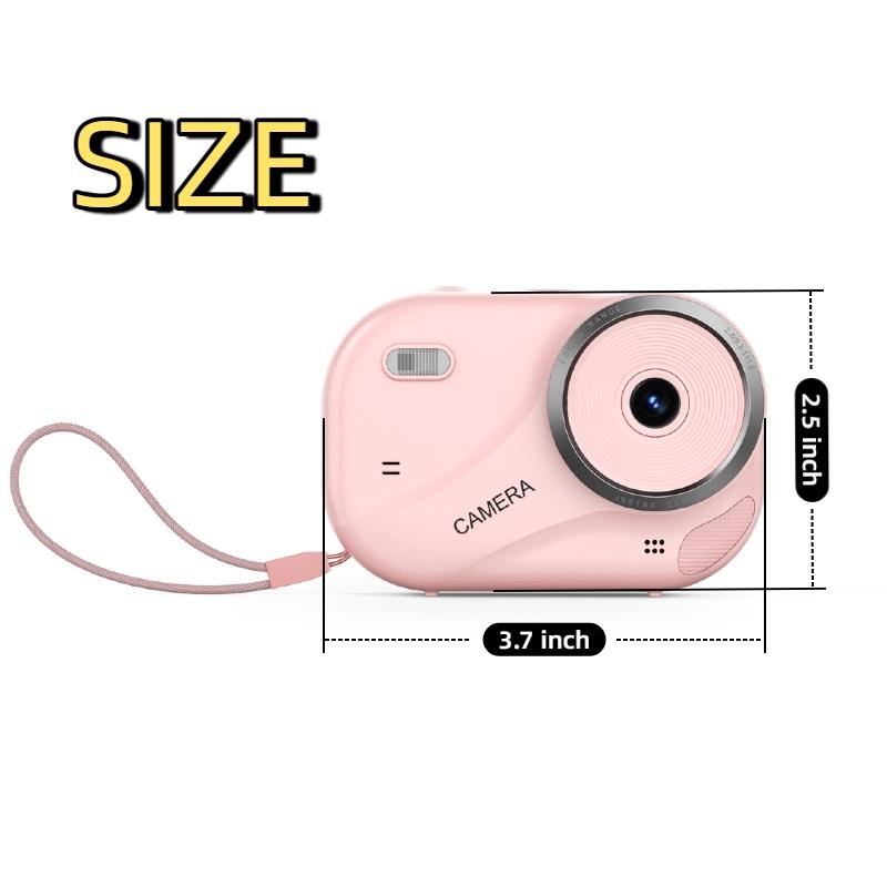 2K Pink Portable Digital Camera, Point‑and‑Shoot Camera with Autofocus, Image Stabilization, 2.4‑Inch Color Screen