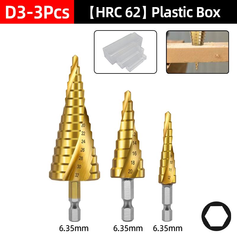HSS Titanium Step Drill Bit Set For Metal Wood Punch Hole Cutter Conical Stage Stepped Drills Power Tools 3-12 4-12 4-20 4-32mm