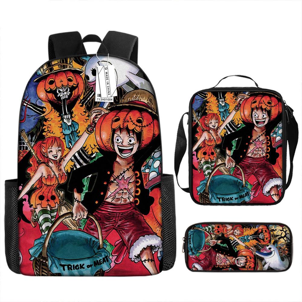 Onepiece Backpack Student School Bag Luffy Backpack Satchel Pencil Case