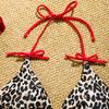 Women's New Leopard Print Bow Sexy Two Piece Bikini Swimsuit