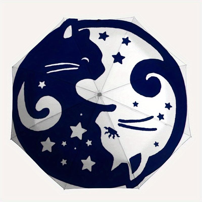 

1pc Cat Yin Yang Automatic Open/Close Umbrella, Umbrella with cartoon Design, Portable Compact Umbrella for Men & Women, Good Holiday Gift y