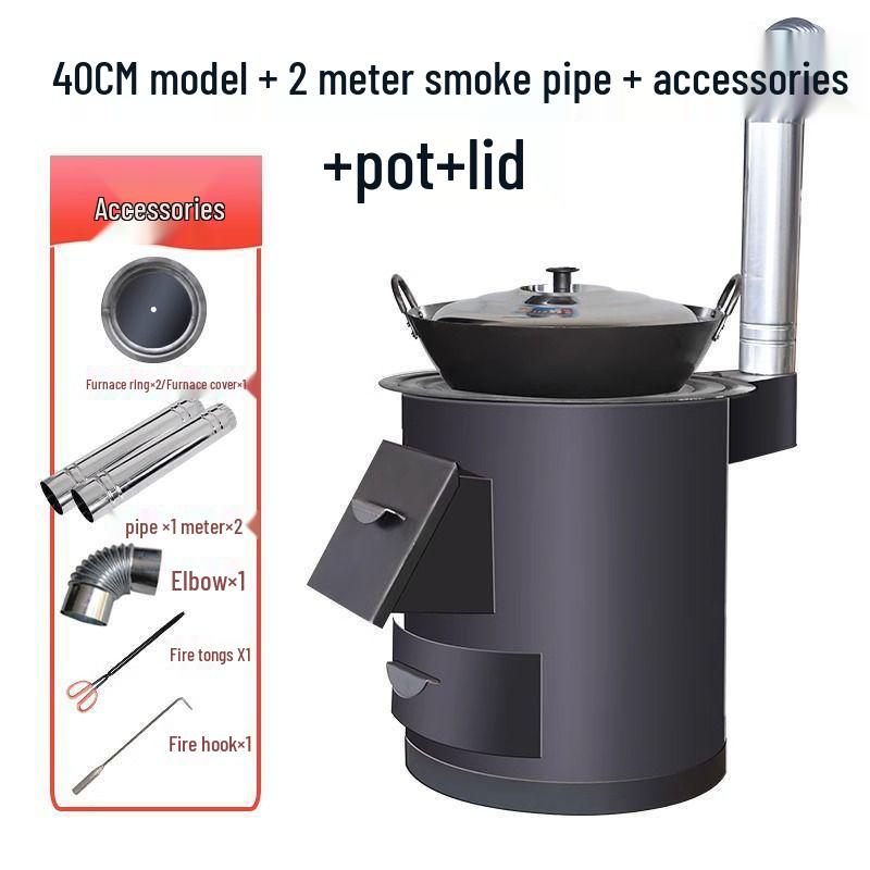 Φορητή Σόμπα Ξύλων Σιδήρου Χωρίς Καπνό: Εσωτερική & Εξωτερική Ενεργειακά Αποδοτική Ξυλόσομπα με Μεγάλο Τραπέζι για Κατσαρόλα