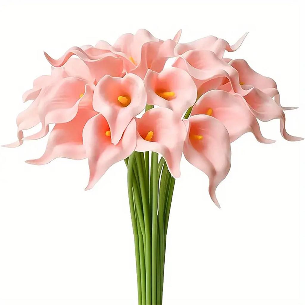 10 Stück PU Künstliche Calla Lilien 35 cm Strauß für Hochzeitszeremonie, Tischdekoration und Heimdekoration