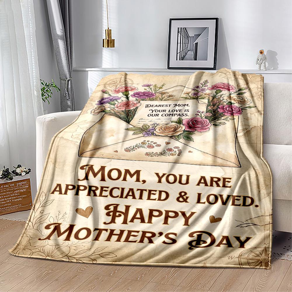 Mother's Day Greeting Card Blanket Suitable for Sofas,travel, Living Rooms Also a Good Gift for Friends and Family Suitable for All Seasons.