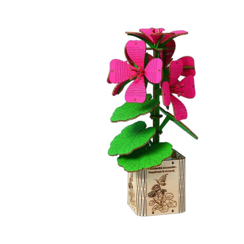 New 3D Three-dimensional Puzzle Wooden Peony Flower Puzzle Children's Educational Toys Sunflower Peony Lotus Puzzle Toy