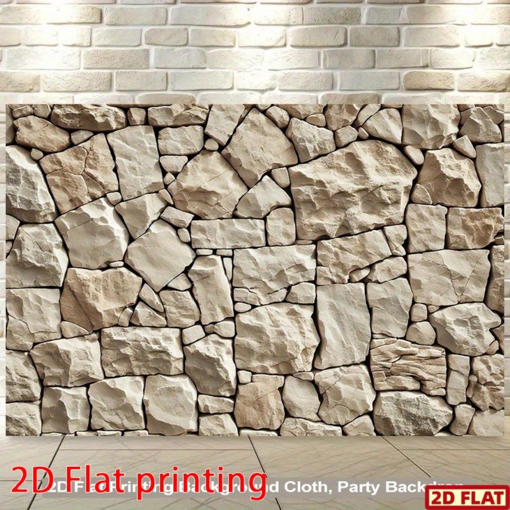 2D Plane 1 Piece of Stone Wall Backdrop Fabric with Stone Texture Suitable for Living Room and Party Hanging Decoration.