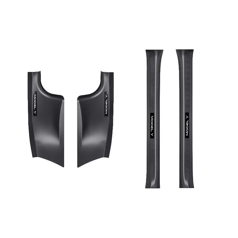 Tesla Model Y & Model 3 Carbon Fiber Rear Door Sill & Seat Back Protector Guard