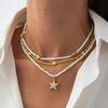 Ingemark 3Pcs/Set Boho Starfish Pendant Choker Necklace for Women Summer Beach Delicate Handmade Beads Chain Neck Jewelry Gift