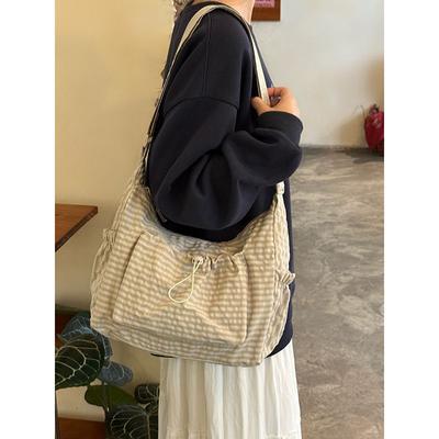 Korean Retro Lazy Plaid Messenger Bag New Large-capacity Commuting Shoulder Bag Daily Commuting Messenger Bag