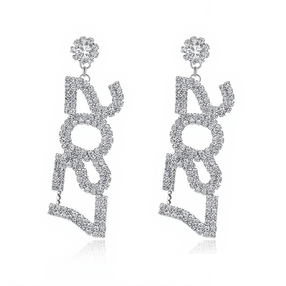 Elegant 2027 Digital Earrings Rhinestone Stud Earrings Jewelry Happy New Year Earrings Party