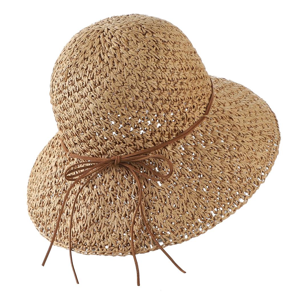 Straw UV Protection Wide Brim Sun With Actress Sun Khaki [LONTG] Hat, Hat, Women's, Hat, Hat, Handmade, Ribbon, Hat, Breathable, Cool, Stylish, Hat,