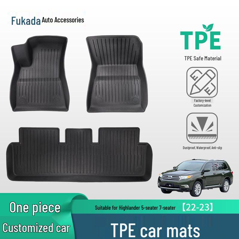 Custom TPE Floor Mats for 2022-2023 Toyota Highlander 5- and 7-Seater Models