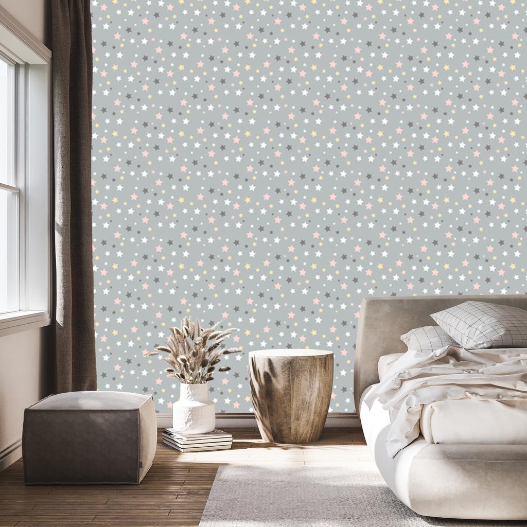 Multicolored Stars Wallpaper for Living Room and Bedroom 50x1000