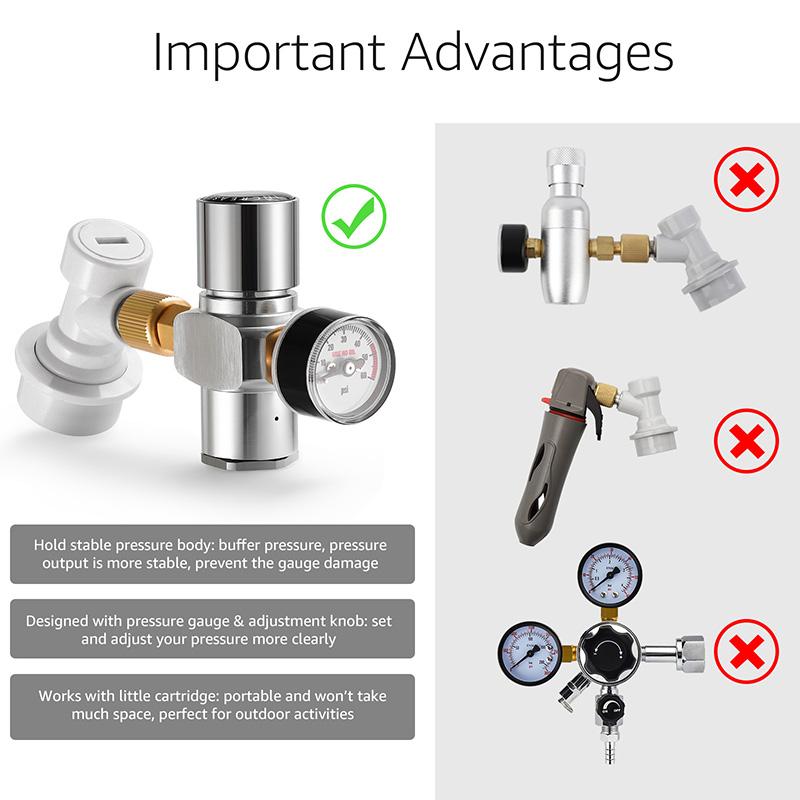 Beer Keg Co2 Charger,0-60PSI Mini Co2 Regulator,Portable Co2 Dispenser With Ball Lock Quick Disconnect For Home Brewing Beer Keg