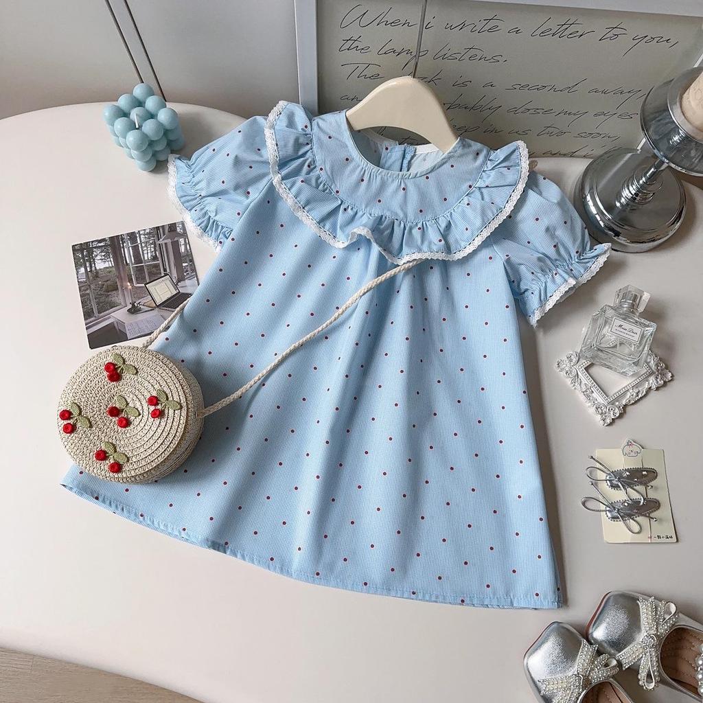New Korean Style Girls' Short Sleeve Summer Dress with Bag - AXC036