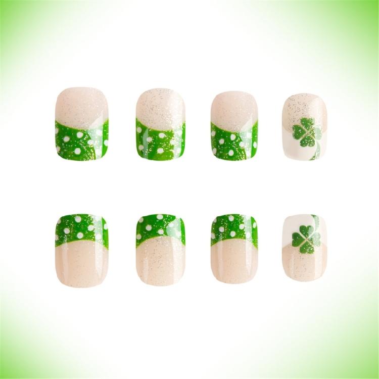 Square Nail Tips Fake Nail Glues On Nail Stick On Nail Saint Patrick’s Day Press On Nail Artificial False Nail for Women