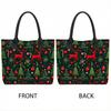  Christmas Elk Print Canvas Tote Bag Portable Casual Shopping Handbag for Holiday