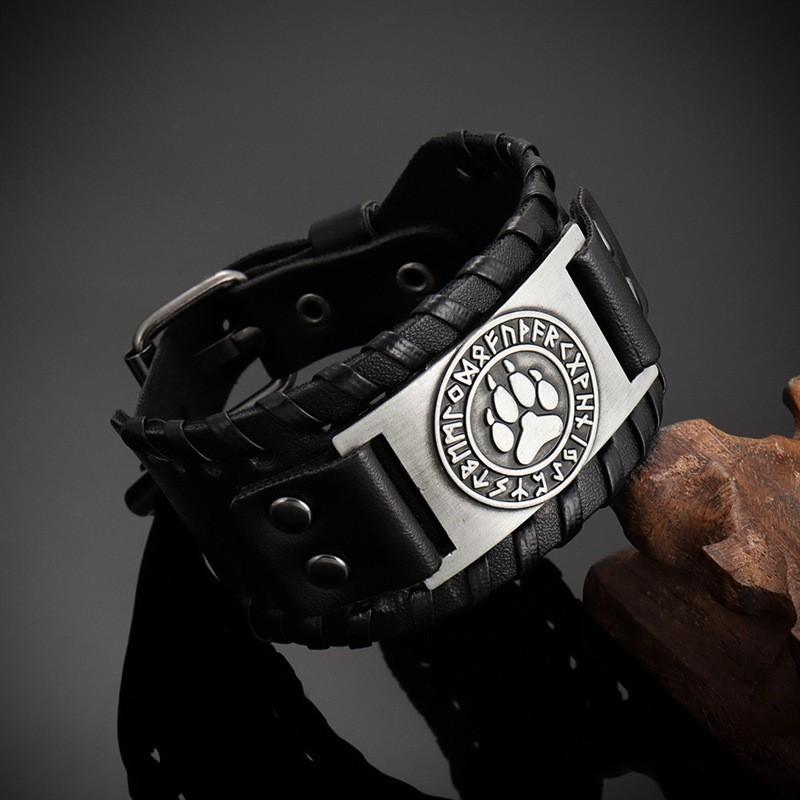 Pu Leather Bracelet European And American Punk Style Bear Animal Shape Bracelet For Men