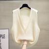 Deep V-neck Knitted Vest Vest Women's Spring and Autumn Loose Waistcoat Outer Wear Clothes Outer Wear Sweater Waistcoat