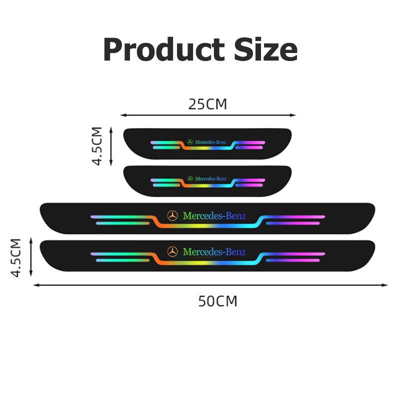 

Car Sticker 4 pieces of laser car threshold stickers For Mercedes Benz CLA W124 W204 AMG A180 W207 W211 W205 W212 W220 W206 auto