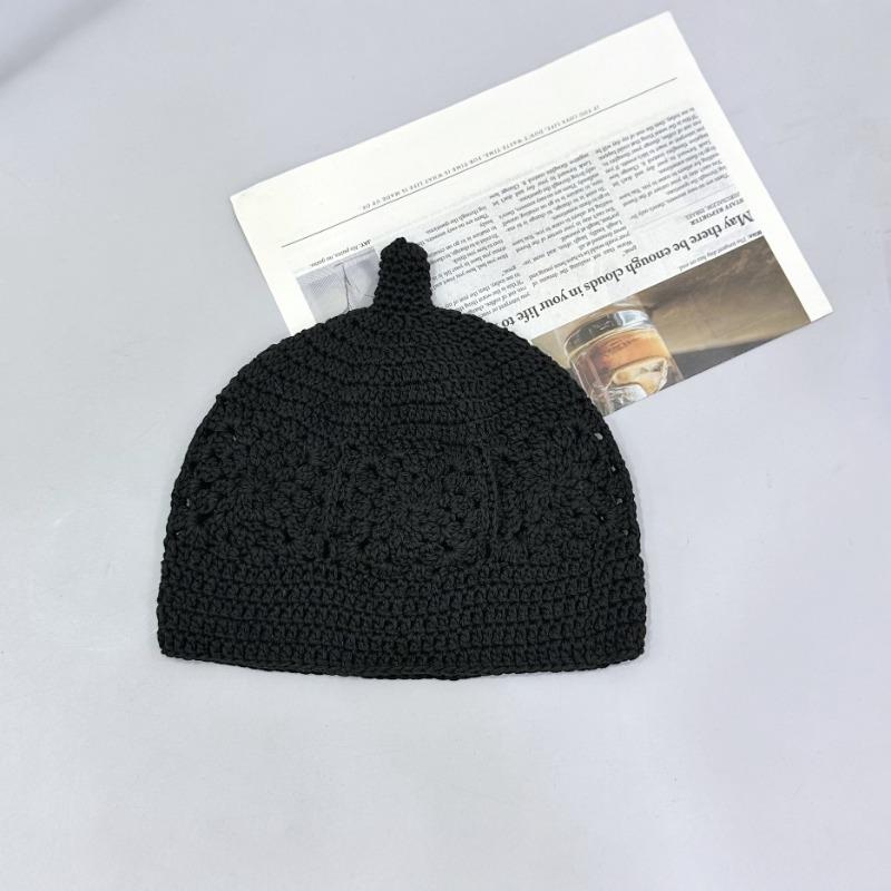 

25 Early autumn new hand-crocheted cotton versatile bottle hat simple wool hat fashionable retro hat чёрный
